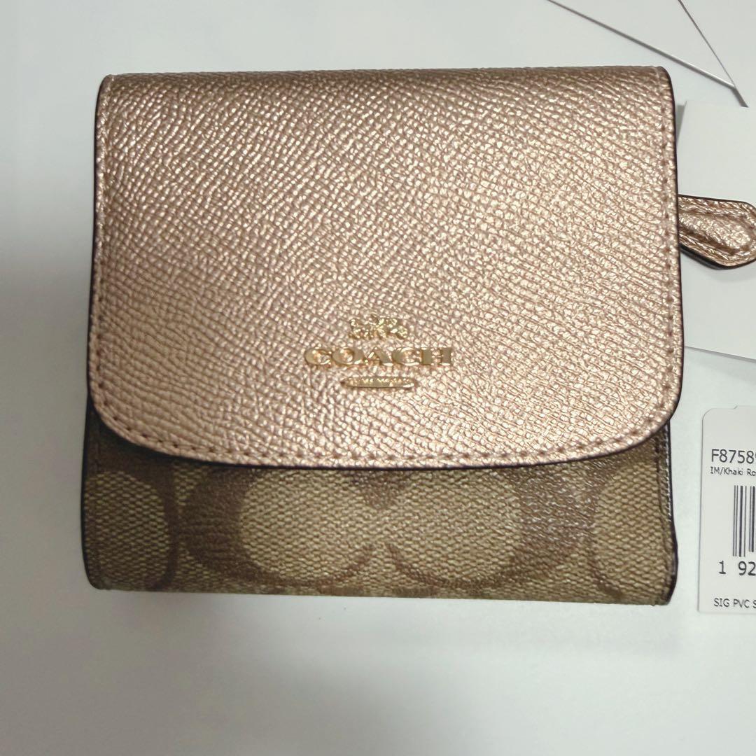 【新品】COACH 三つ折り財布 ゴールド/ブラウン コーチ