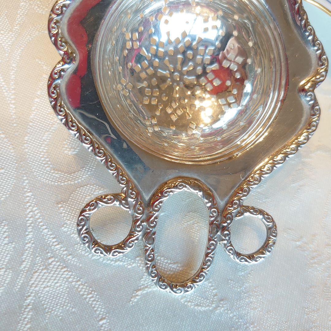 イギリス　アンティーク　ティーストレイナー　ティーストレーナー　茶こし　純銀