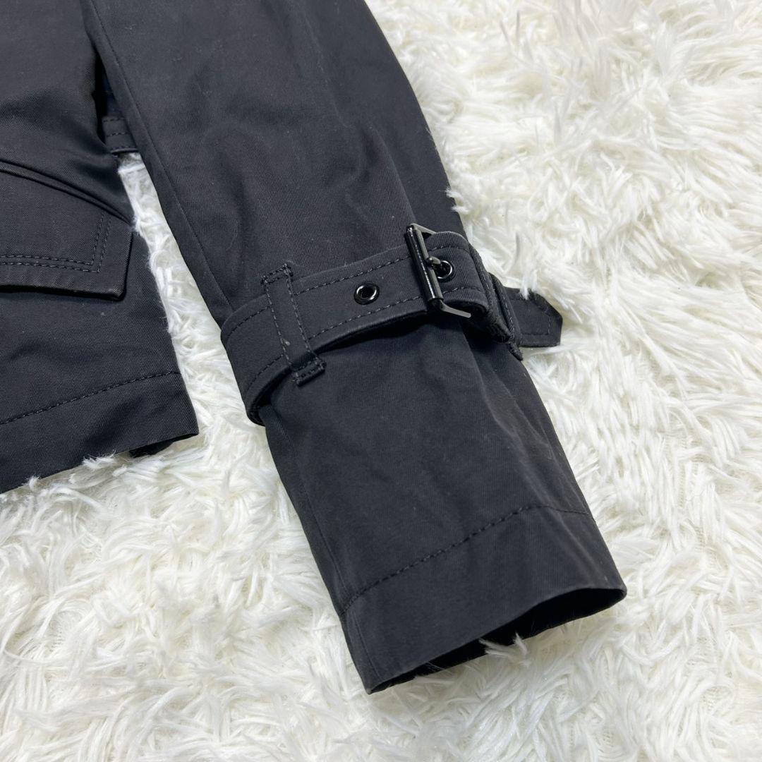 【美品】バーバリー ショートトレンチコート メガチェック ベルト付き 黒 36