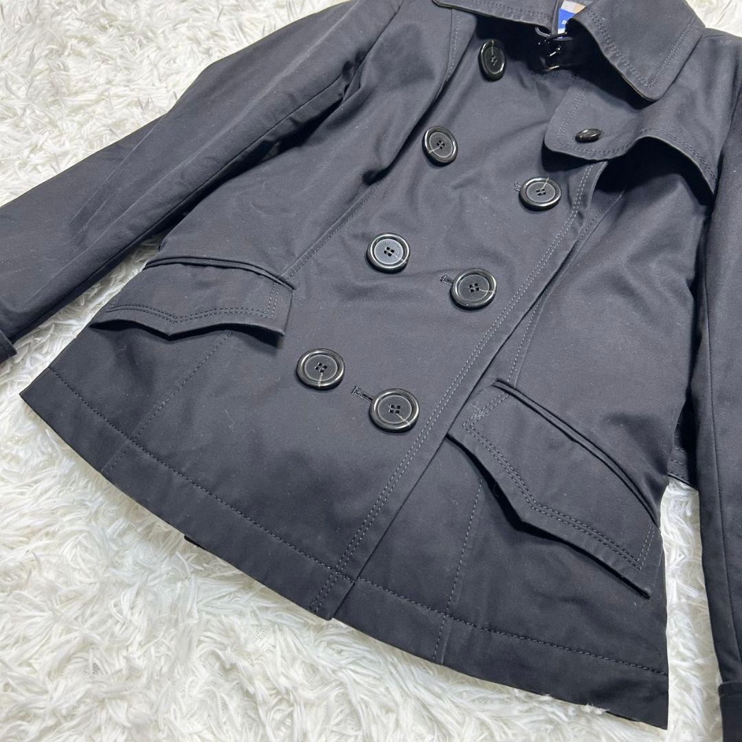 【美品】バーバリー ショートトレンチコート メガチェック ベルト付き 黒 36