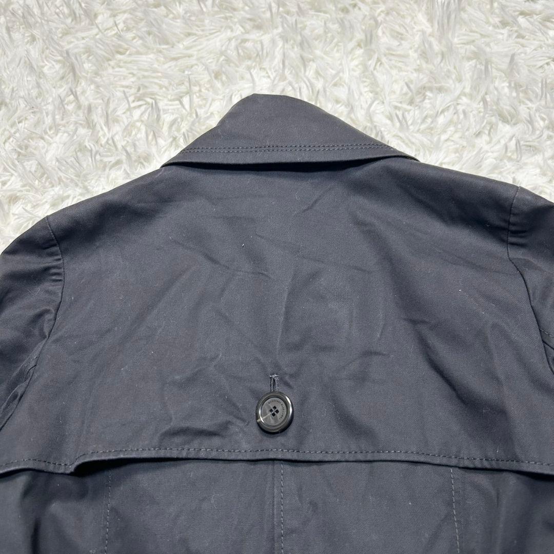 【美品】バーバリー ショートトレンチコート メガチェック ベルト付き 黒 36