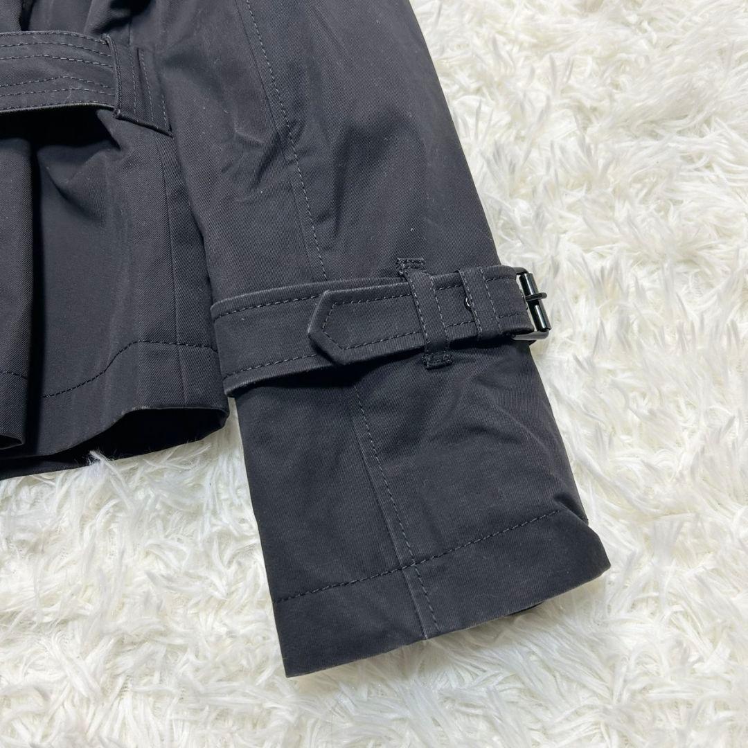 【美品】バーバリー ショートトレンチコート メガチェック ベルト付き 黒 36