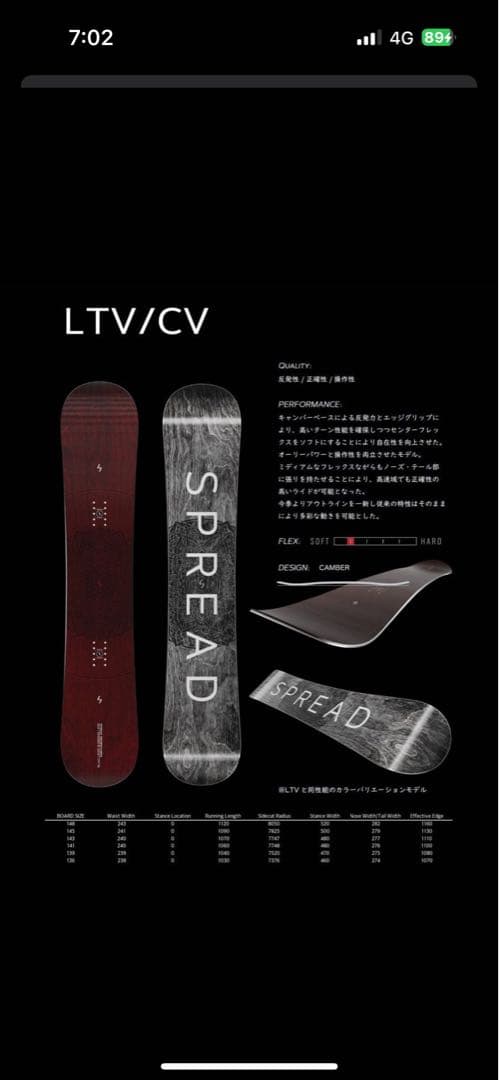スノーボード spread ltv 139