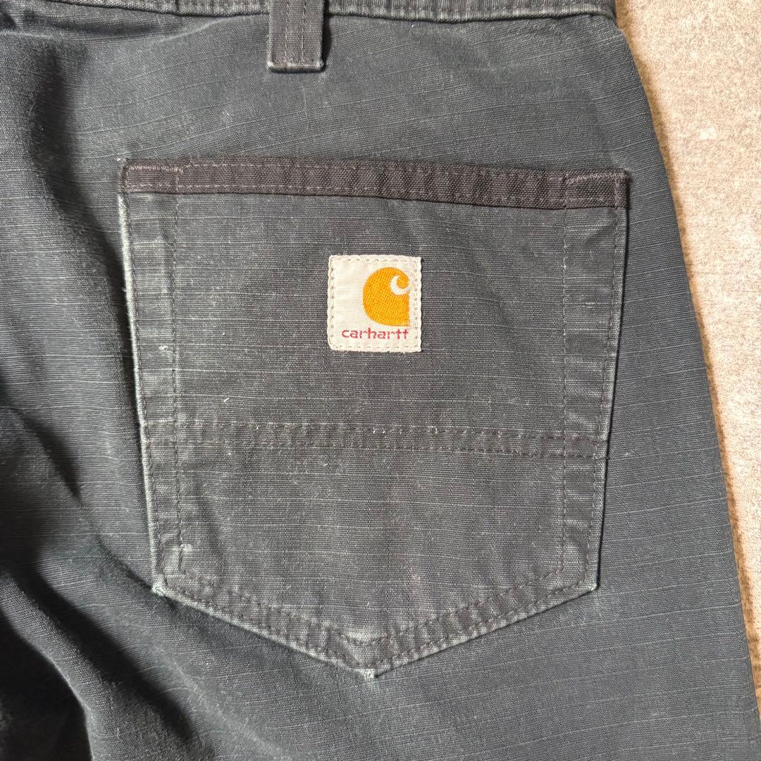 タコわさ様カーハートダブルニー ワークパンツ リップストップ ブラック