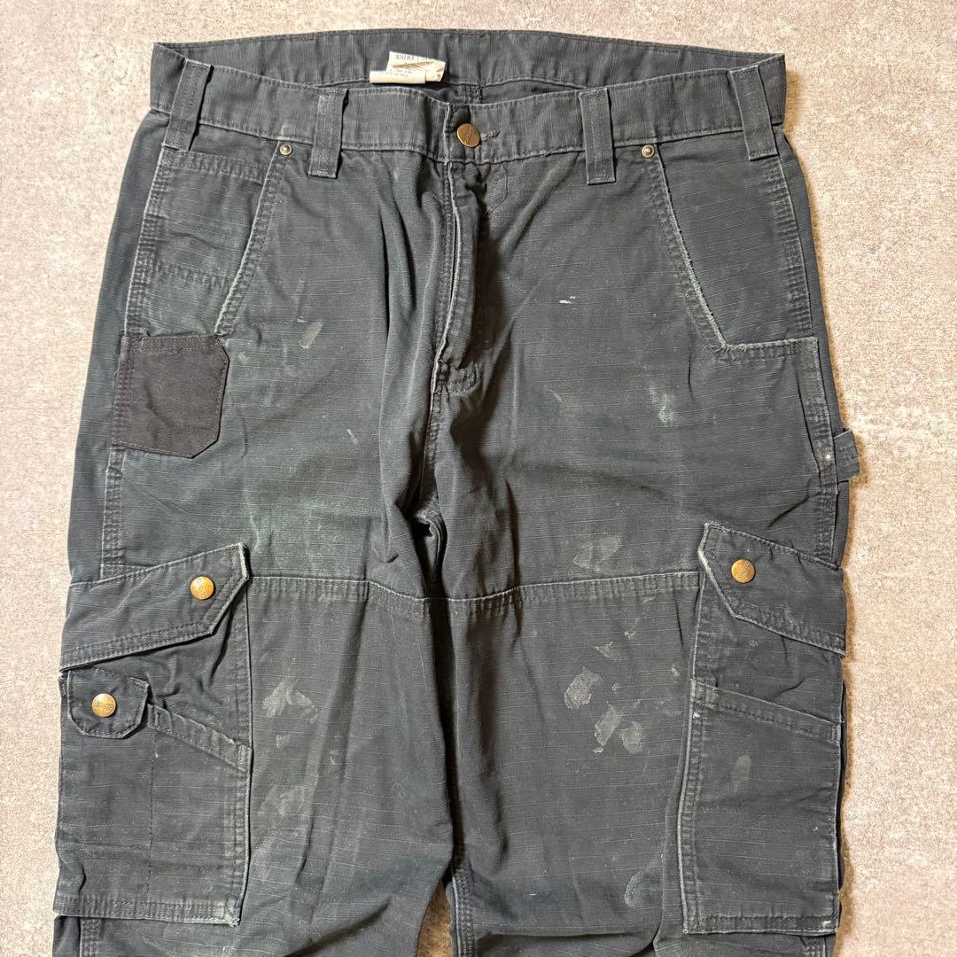 タコわさ様カーハートダブルニー ワークパンツ リップストップ ブラック