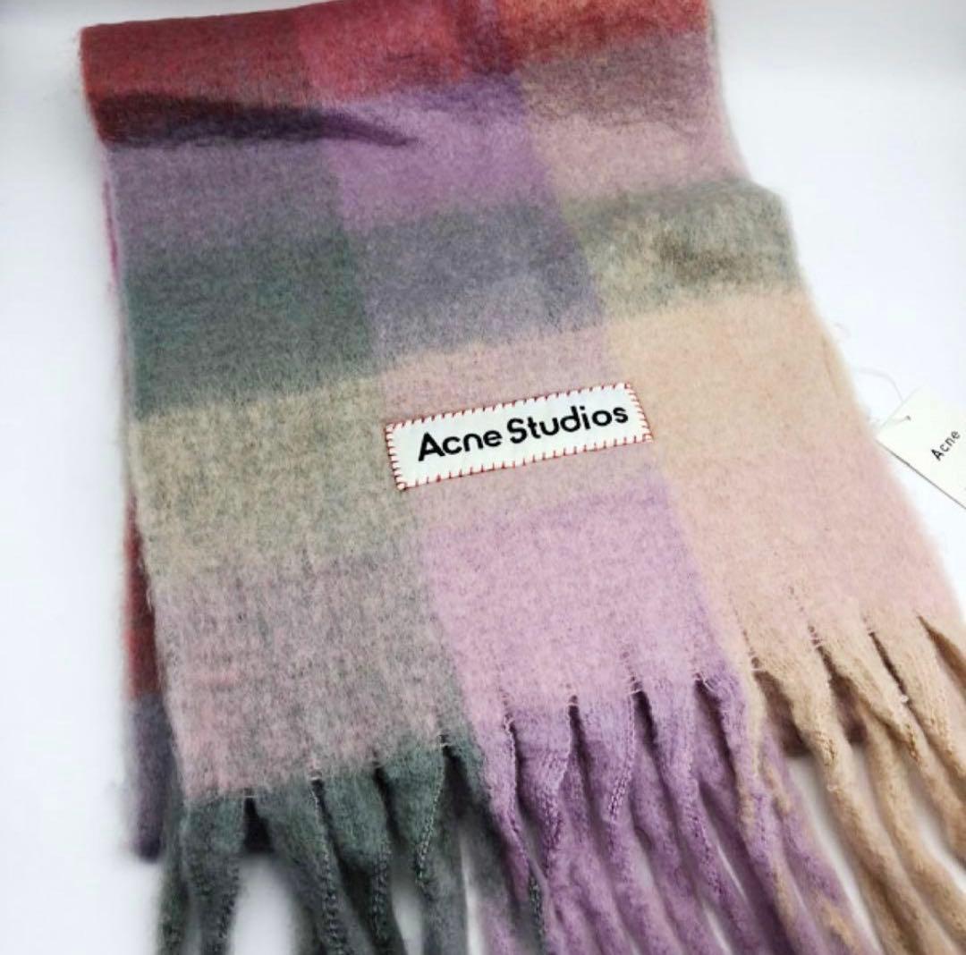 ACNE STUDIOS アクネストゥディオズ　ピンク系チェック柄　マフラー