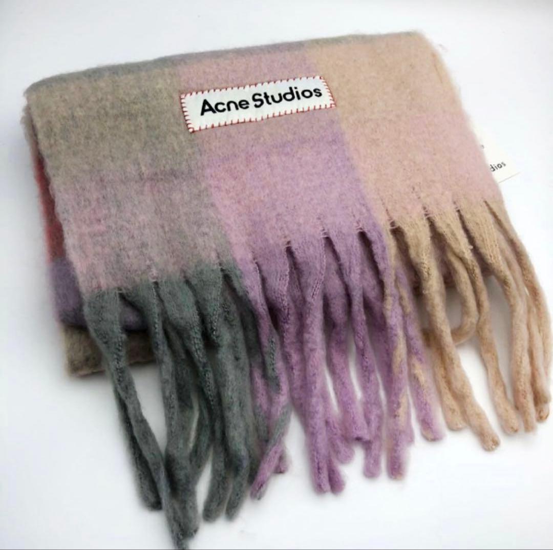 ACNE STUDIOS アクネストゥディオズ　ピンク系チェック柄　マフラー
