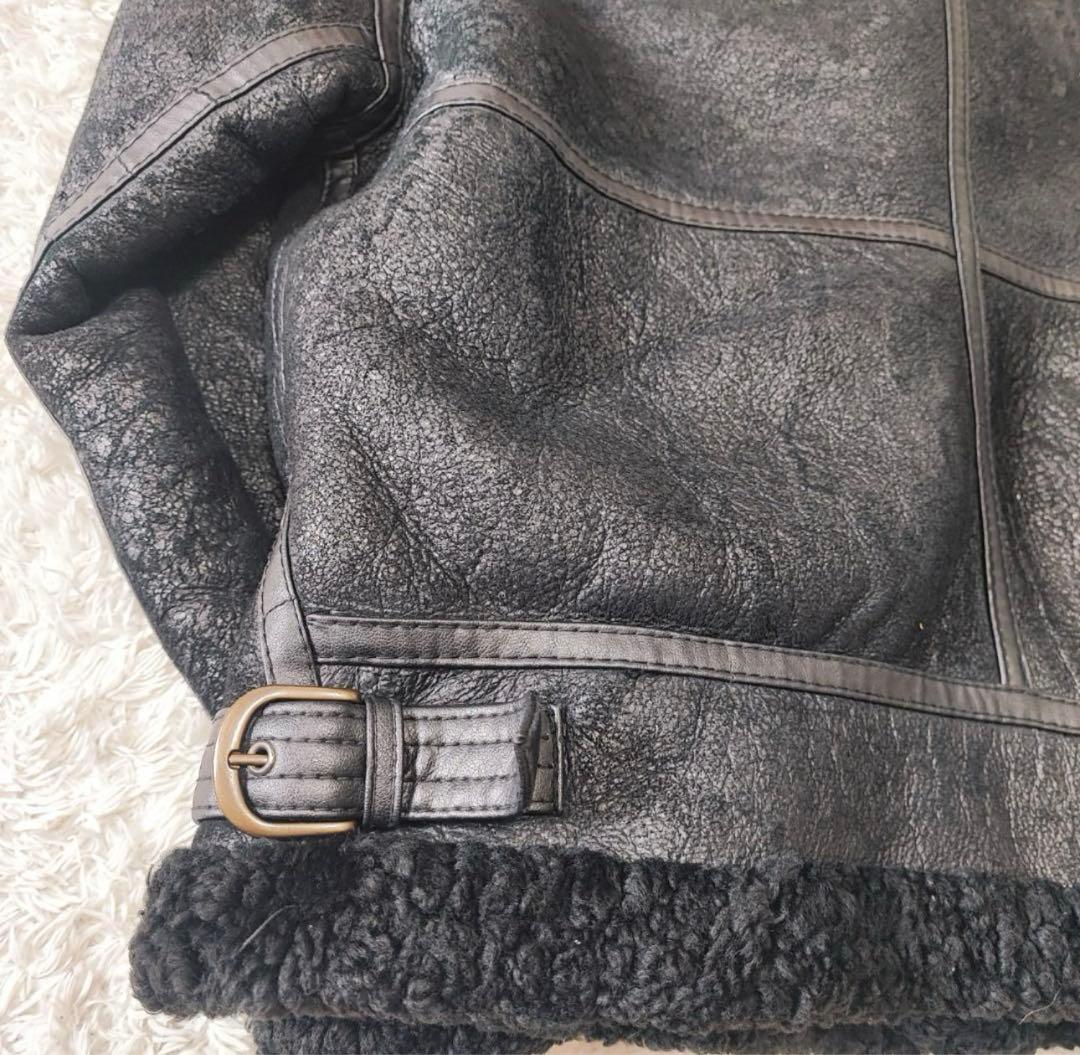 B-3 リアルムートン フライトジャケット レザー ミリタリー 黒 L-XL相当