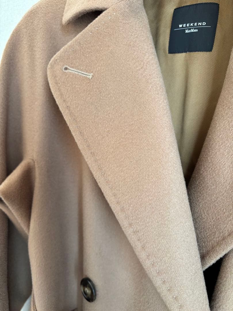 マックスマーラ 　ベルテッドコート　ダブルブレスト キャメル　34
