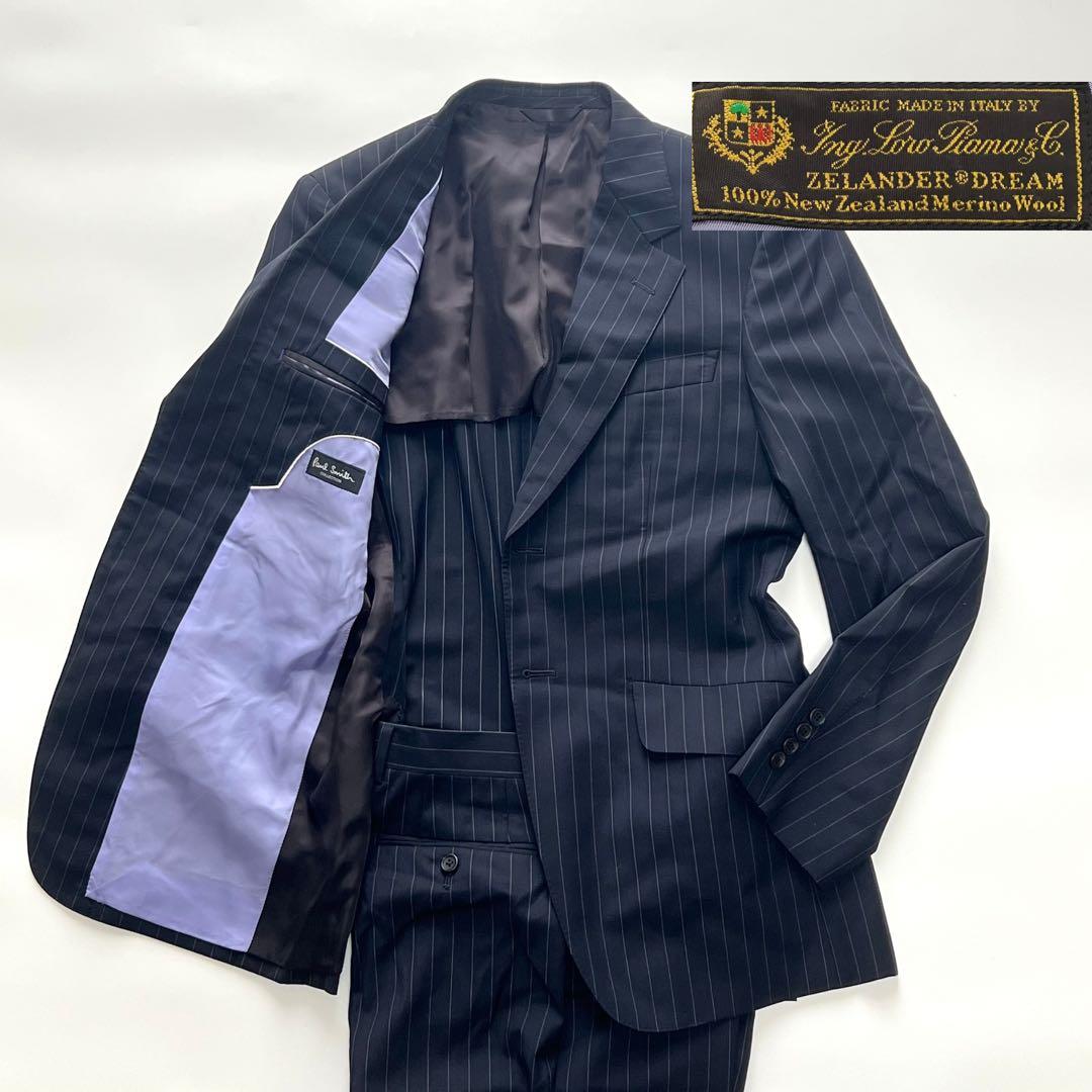 【美品】ポールスミスコレクション　スーツセット　ロロピアーナ　ストライプ　紺　M