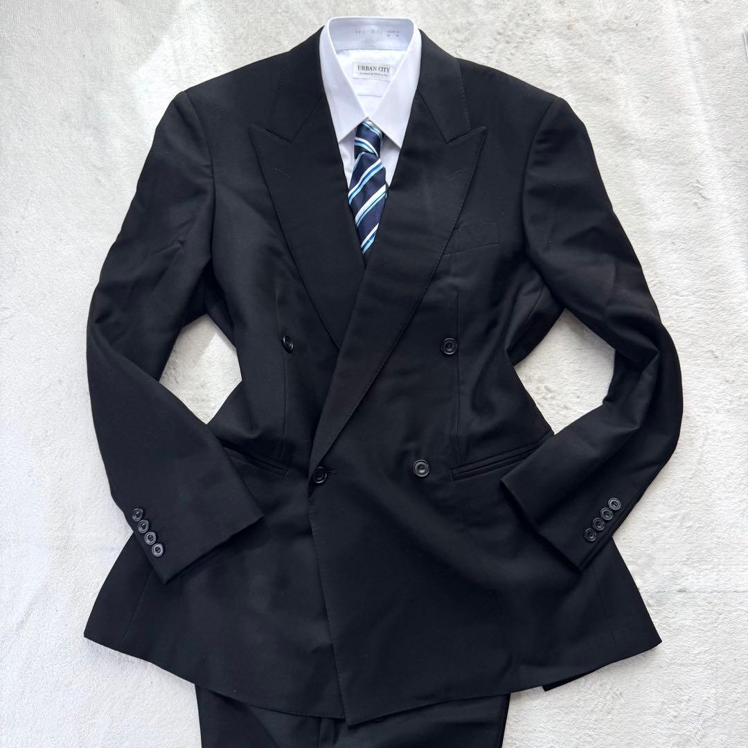 極美品 バーバリーロンドン スーツ セットアップ ダブル M ブラック