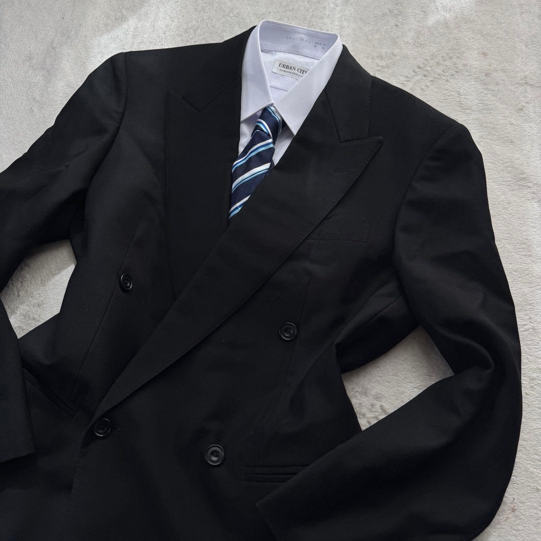 極美品 バーバリーロンドン スーツ セットアップ ダブル M ブラック