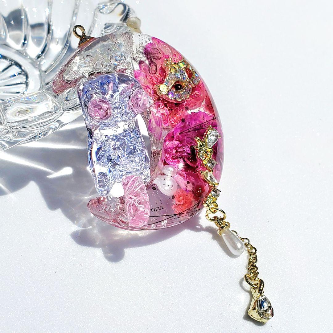 やっちゃん 　　ガラス・天然石レジンネックレス　オルゴナイト　ハンドメイド