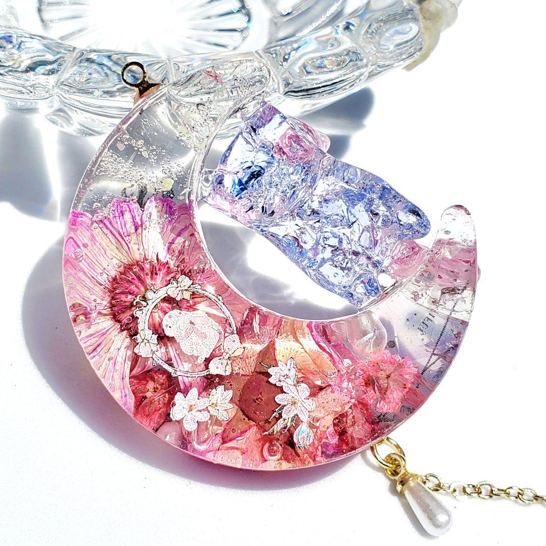 やっちゃん 　　ガラス・天然石レジンネックレス　オルゴナイト　ハンドメイド