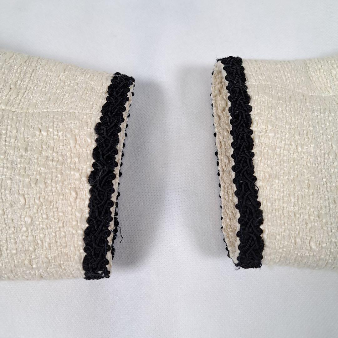 極美品　＆ellecy　ツイード　ノーカラー　ジャケット　銀ボタン