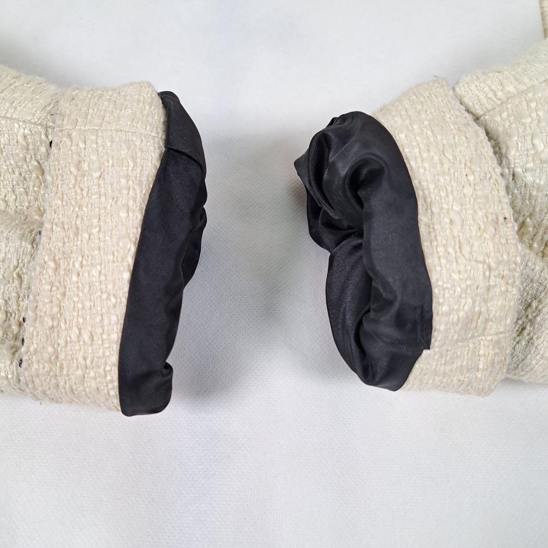 極美品　＆ellecy　ツイード　ノーカラー　ジャケット　銀ボタン