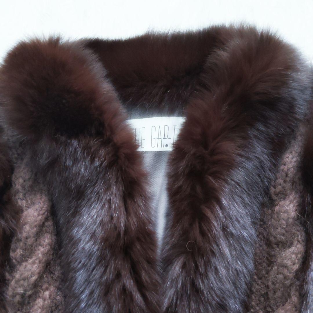 【高級・美品】モヘア混×ブルーフォックスファー　ニットカーディガン リアルファー