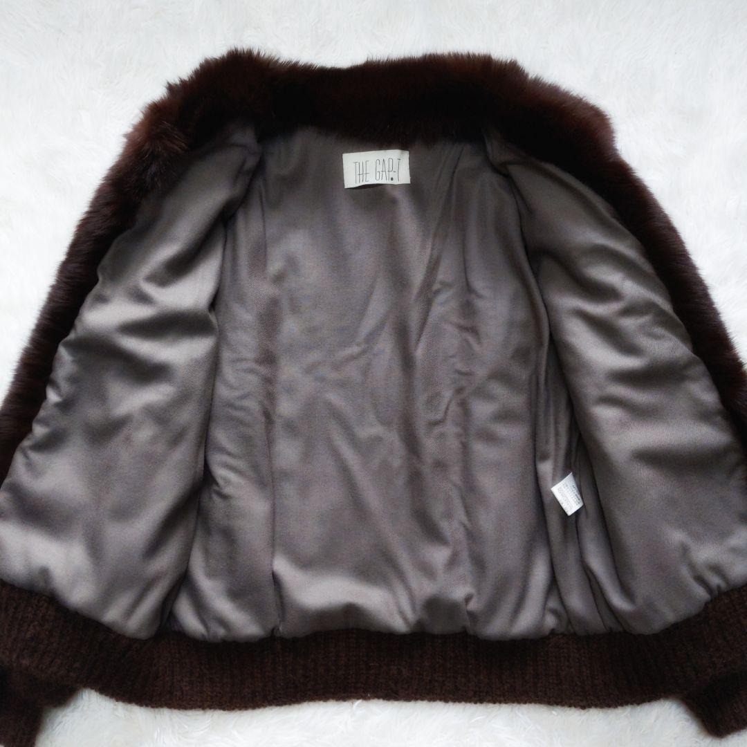 【高級・美品】モヘア混×ブルーフォックスファー　ニットカーディガン リアルファー