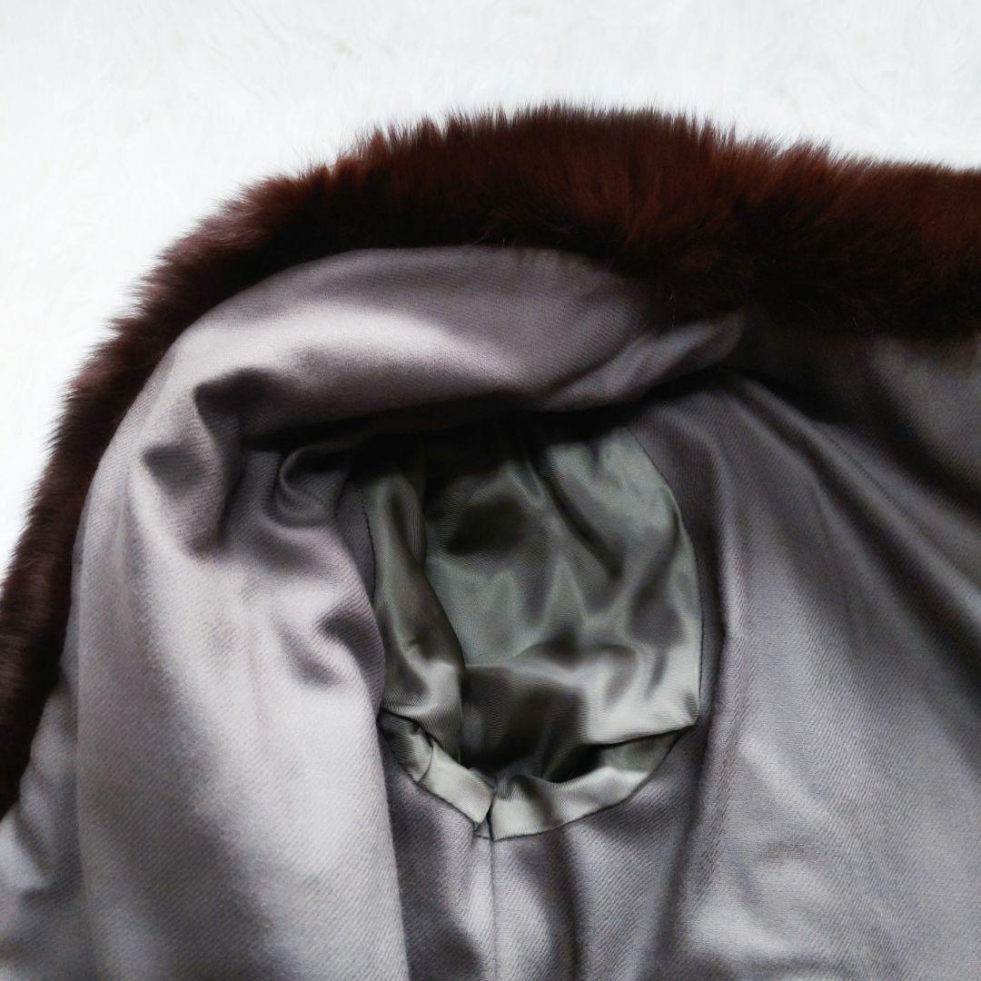 【高級・美品】モヘア混×ブルーフォックスファー　ニットカーディガン リアルファー