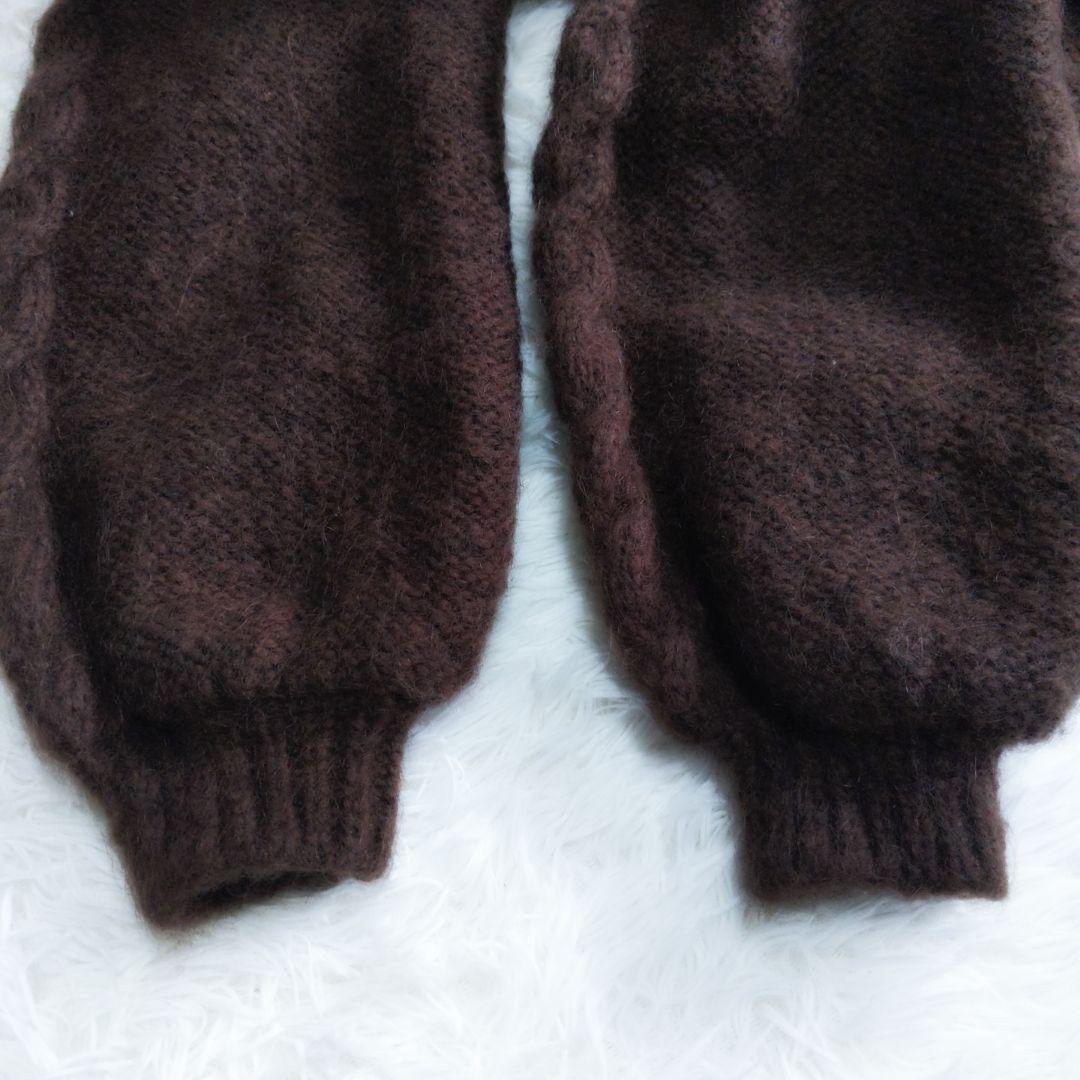 【高級・美品】モヘア混×ブルーフォックスファー　ニットカーディガン リアルファー