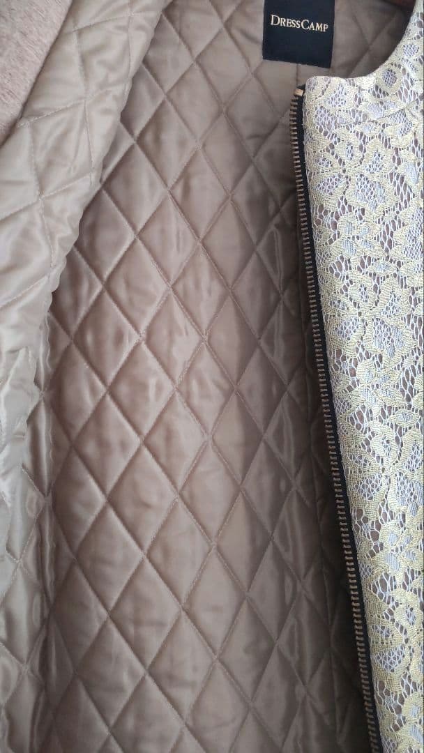 DRESS CAMP ノーカラーコートゴールド・グレー　H.P.FRANCE