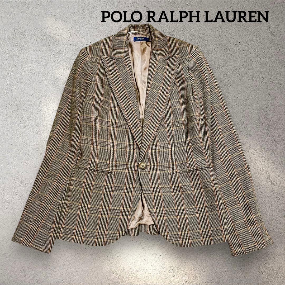 【現行タグ】ポロラルフローレン　グレンチェックウールブレンドブレザー　M