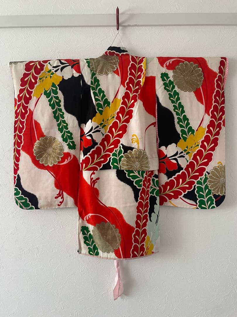 七五三　3歳　正絹アンティークお着物セット