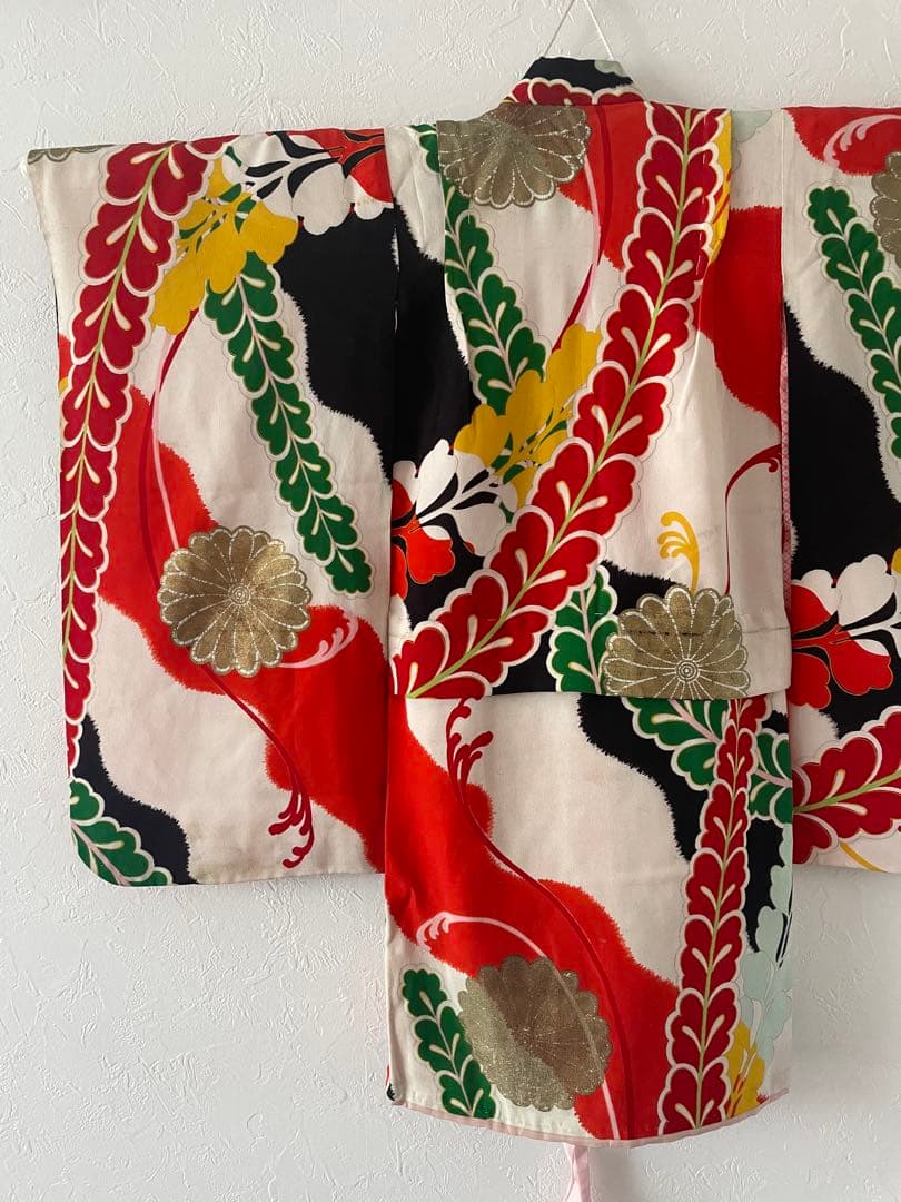 七五三　3歳　正絹アンティークお着物セット