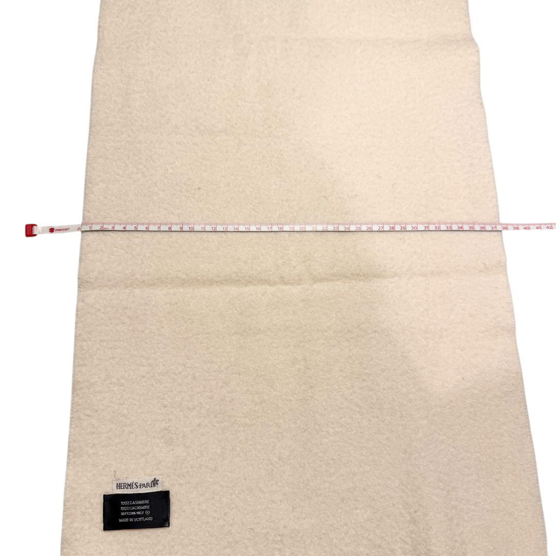 HERMES エルメス カシミヤ100% マフラー アイボリー 150×37