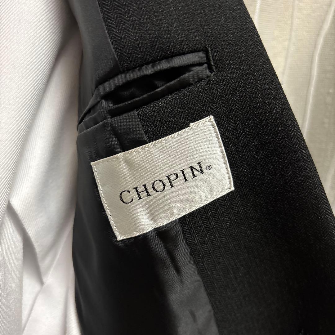 ショパン　スーツ　卒業式　150 黒色フォーマルスーツ ストライプネクタイ