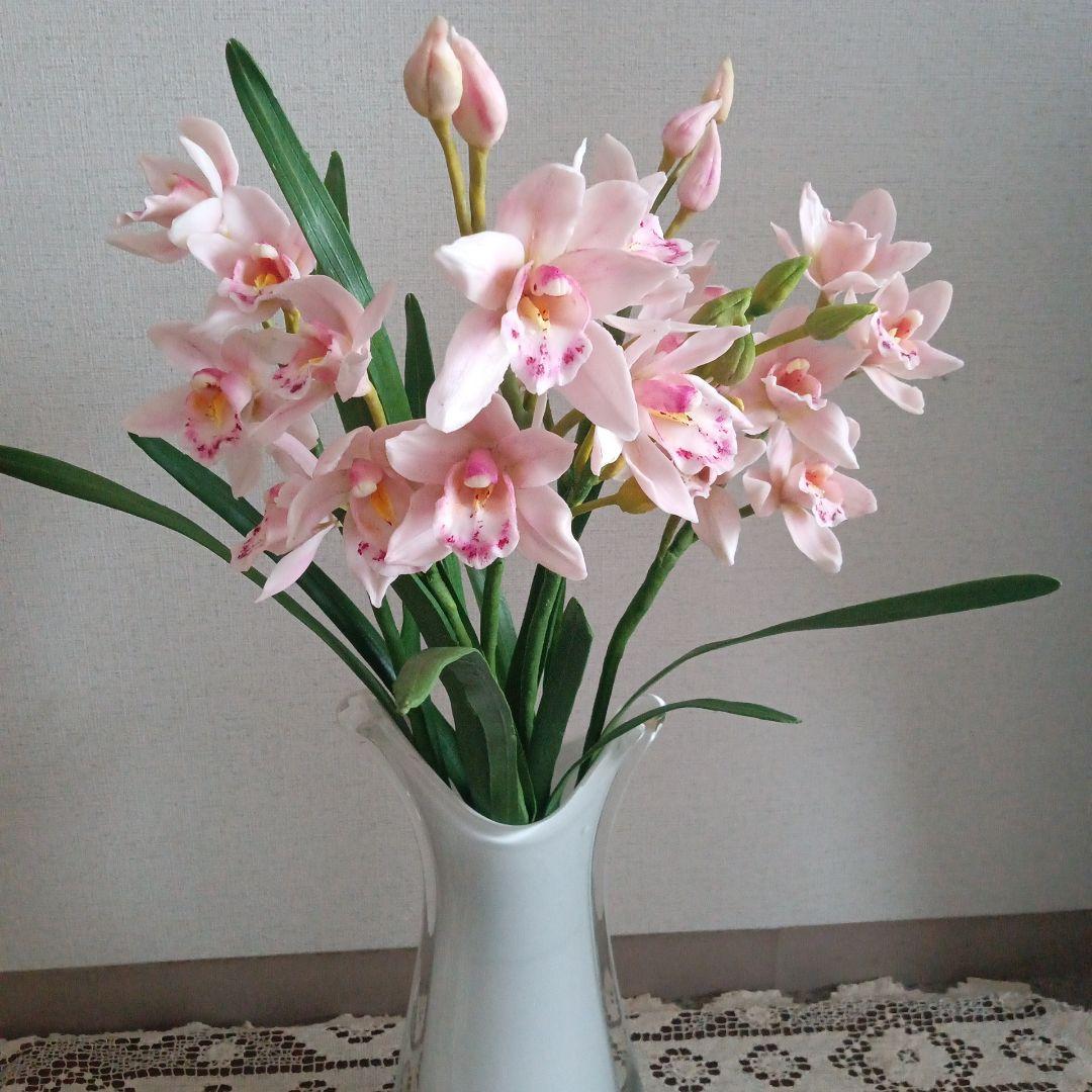 専用 ホワイトとピンクのオーキッドアレンジメント クレイフラワー