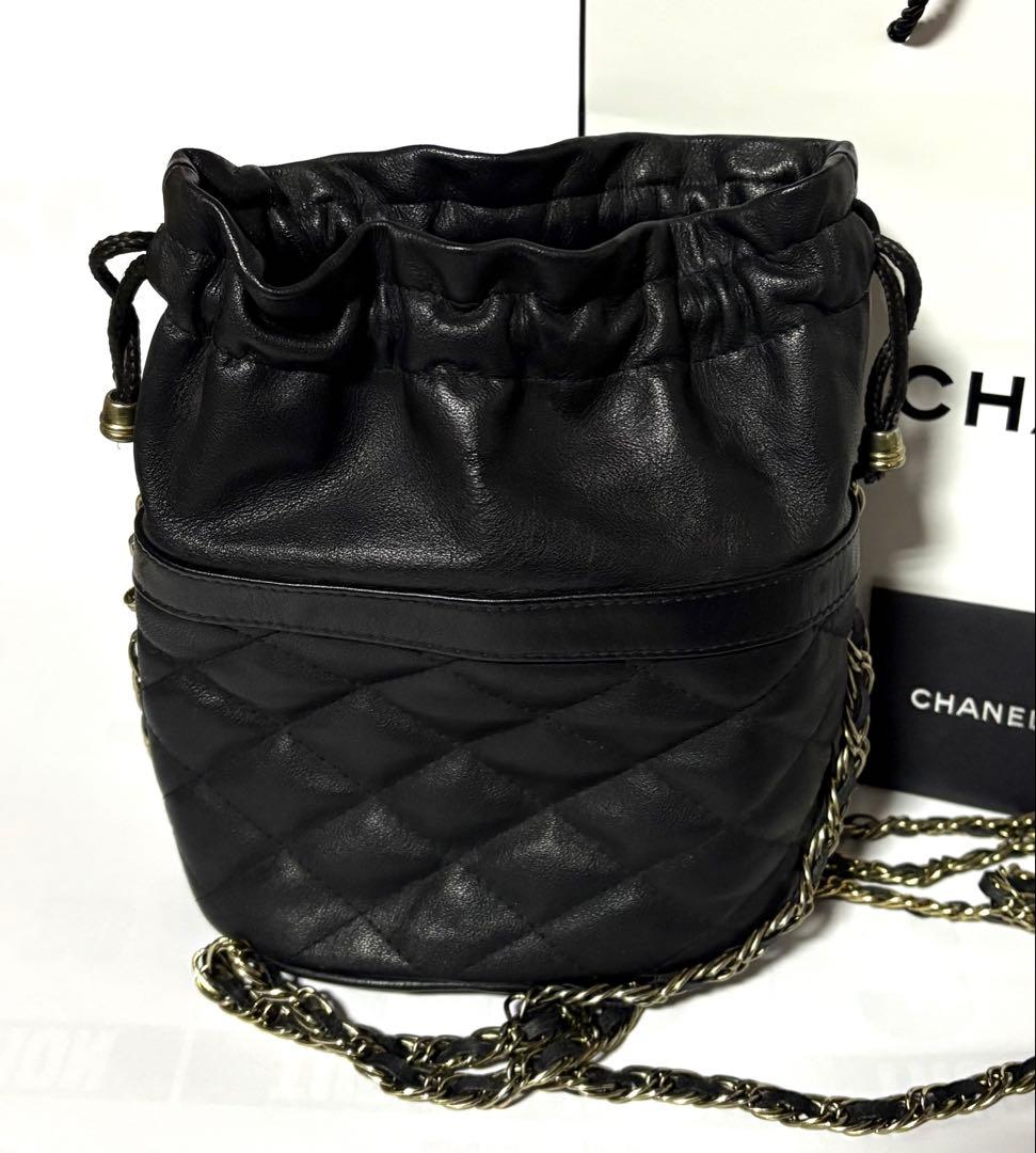 CHANELシャネル☆チェーンショルダー巾着バッグ&ブランドショッパー・カード