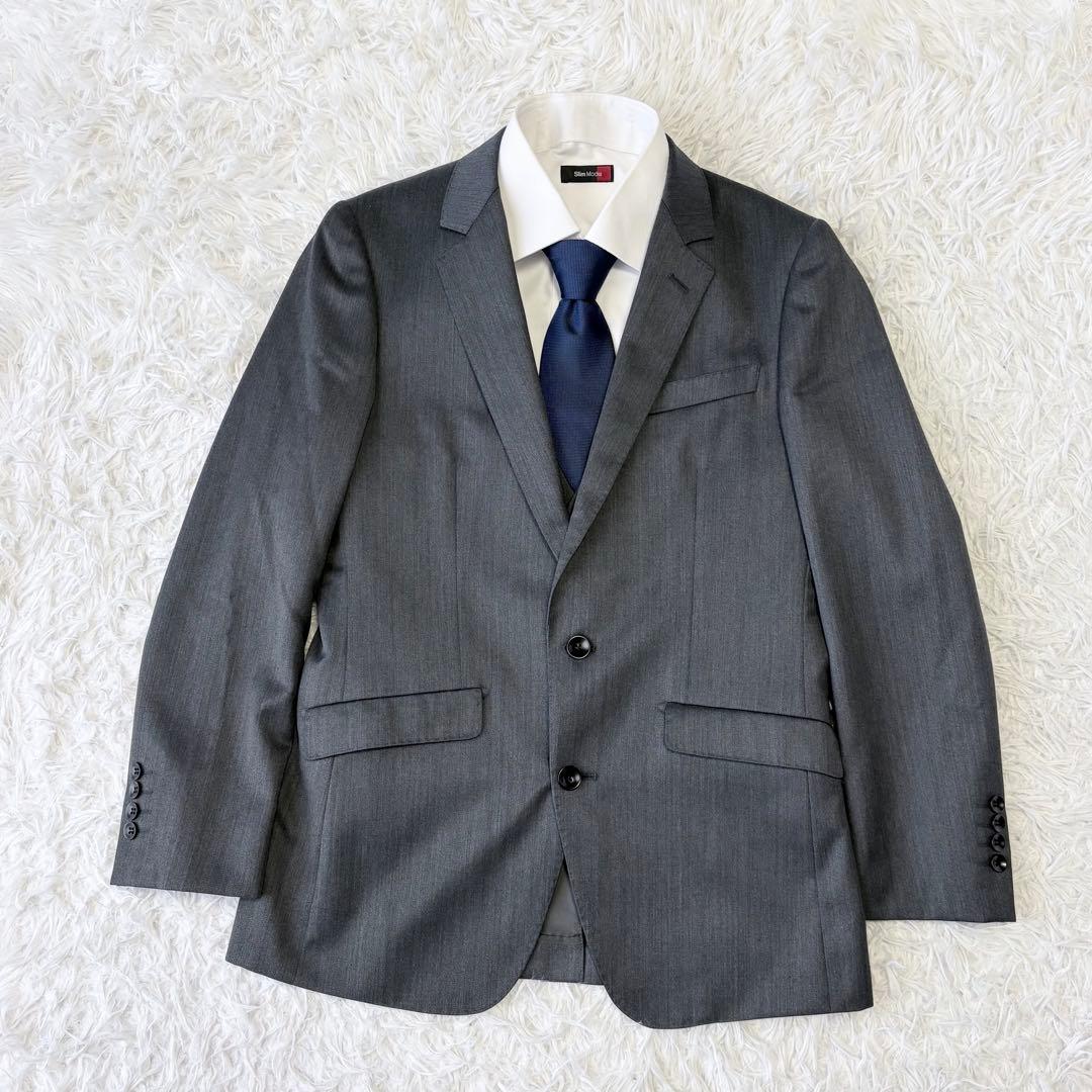 3ピース✨シルク混✨SUIT SELECT セットアップスーツ グレー Y5