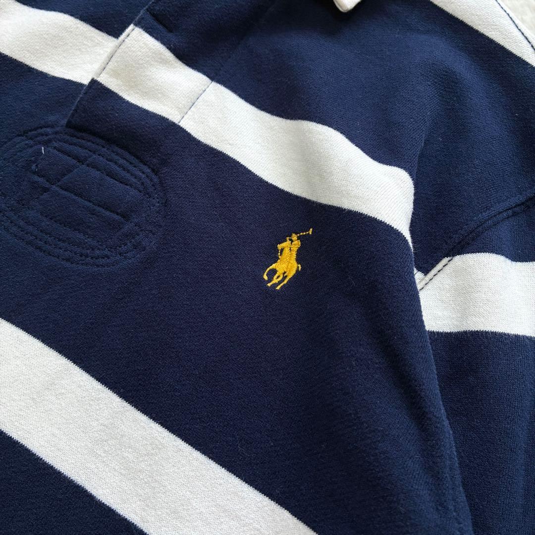 ラルフローレン 太ボーダー ラガーシャツ 常田大輝着用 紺白 XS 裏起毛
