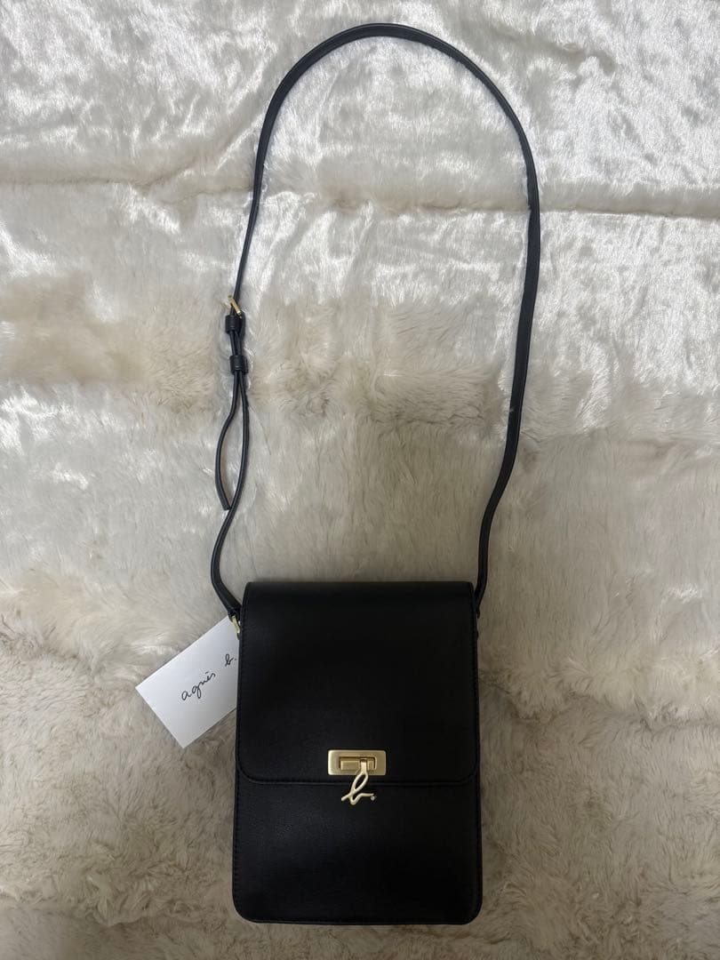 【新品未使用】アニエスベー ブラック レザーショルダーバッグ