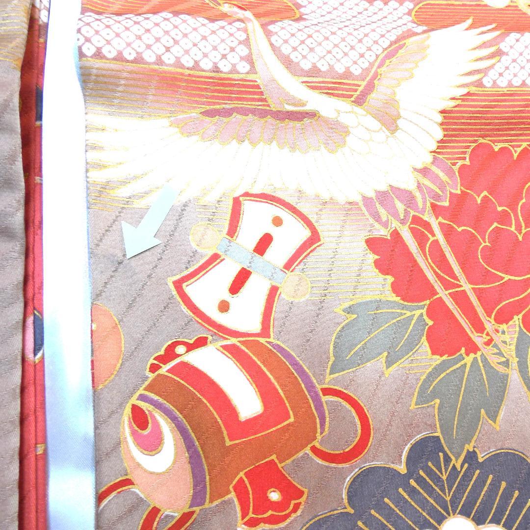 未使用品★振袖フルセット　正絹　成人式　振袖　7点セット　Lサイズ　赤系　古典柄