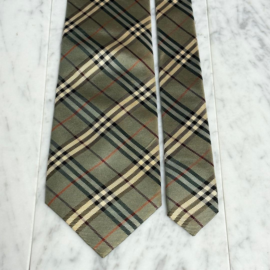 BURBERRY ネクタイ ノバチェック ベージュ グリーン系 光沢