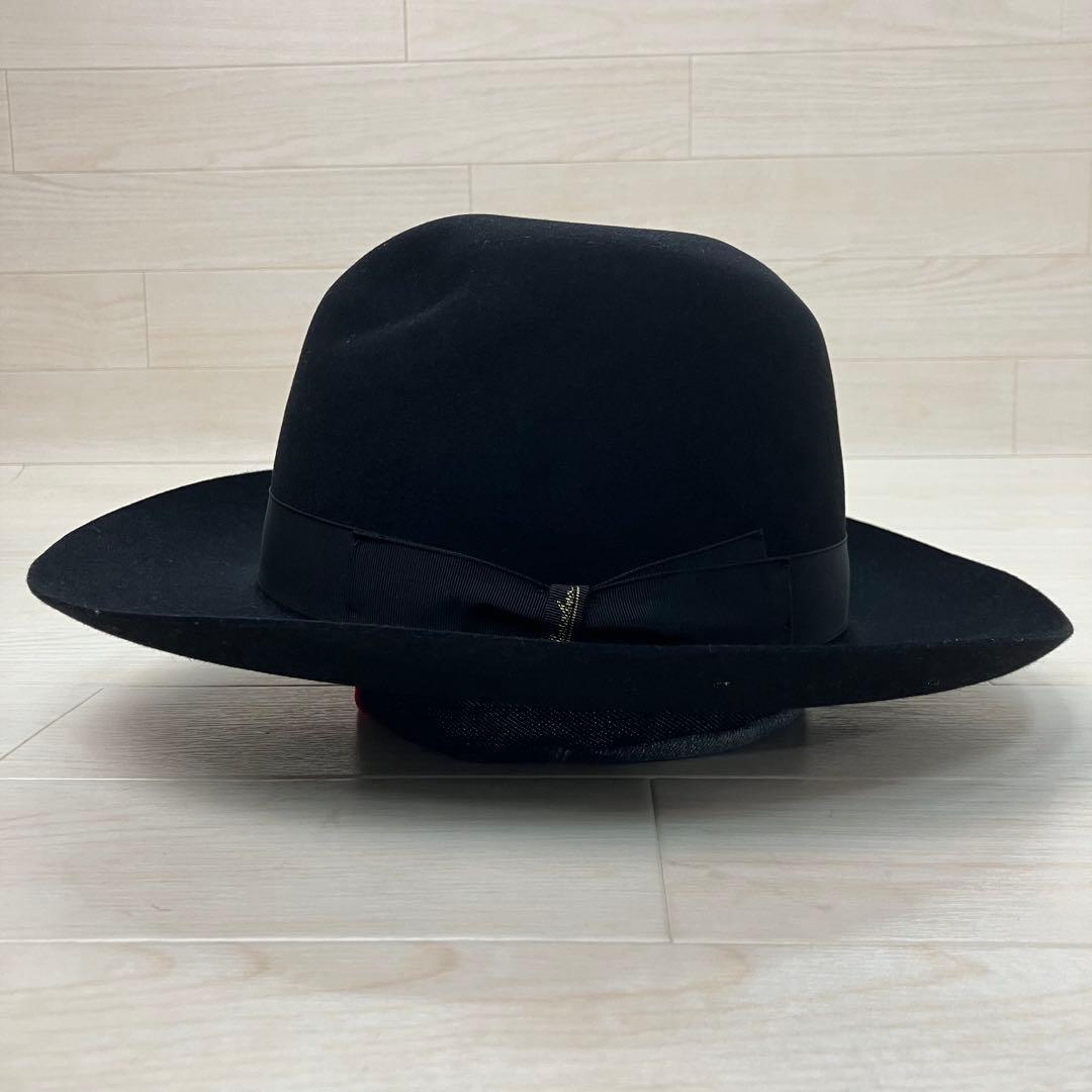 Borsalino ボルサリーノ 中折れハット ウール 黒 USA 7 1/2