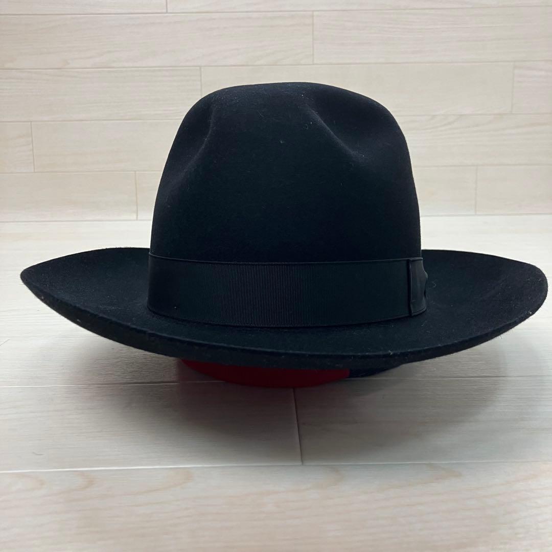 Borsalino ボルサリーノ 中折れハット ウール 黒 USA 7 1/2