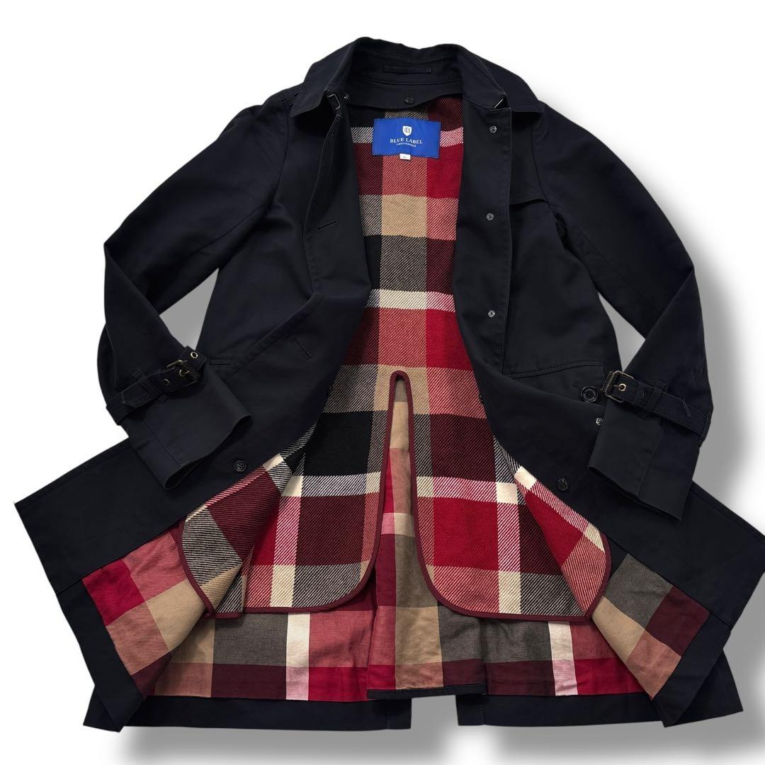 美品】ブルーレーベルクレストブリッジ　トレンチコート　ライナー　チェック　ベルト