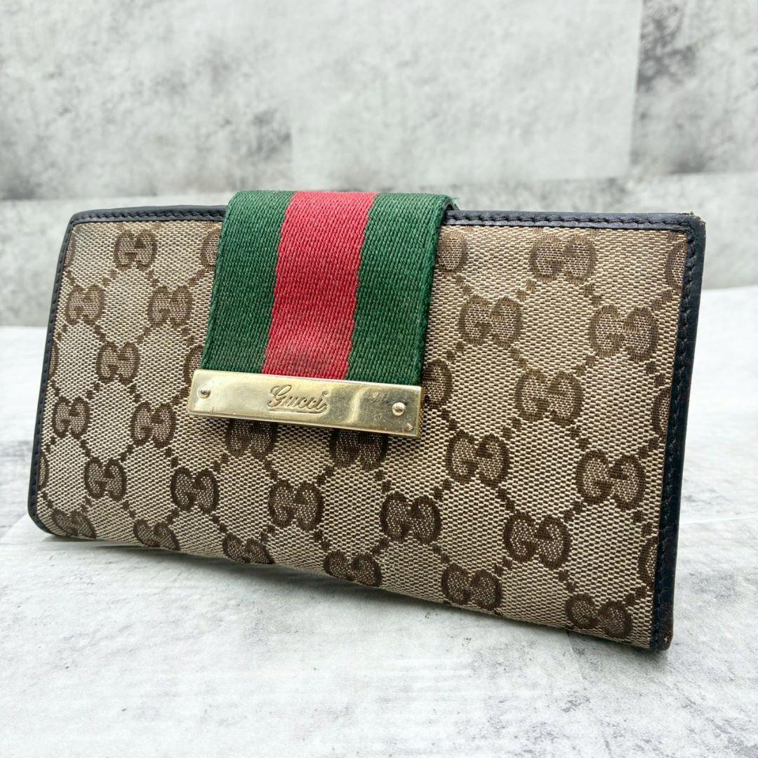 GUCCI グッチ 長財布 シェリーライン GGキャンバス GG柄 ベージュ 茶