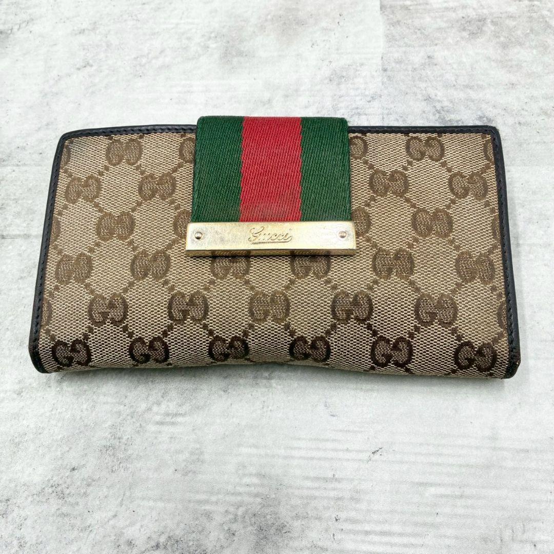 GUCCI グッチ 長財布 シェリーライン GGキャンバス GG柄 ベージュ 茶