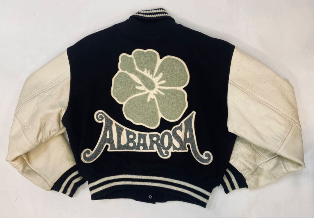 ALBAROSA牛革スタジャン希少アルバローザロゴワッペン物ブラックホワイト