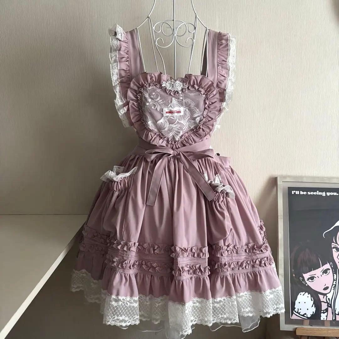 【美品】momokohouse モモコハウス エプロン ミニ ピンク レース