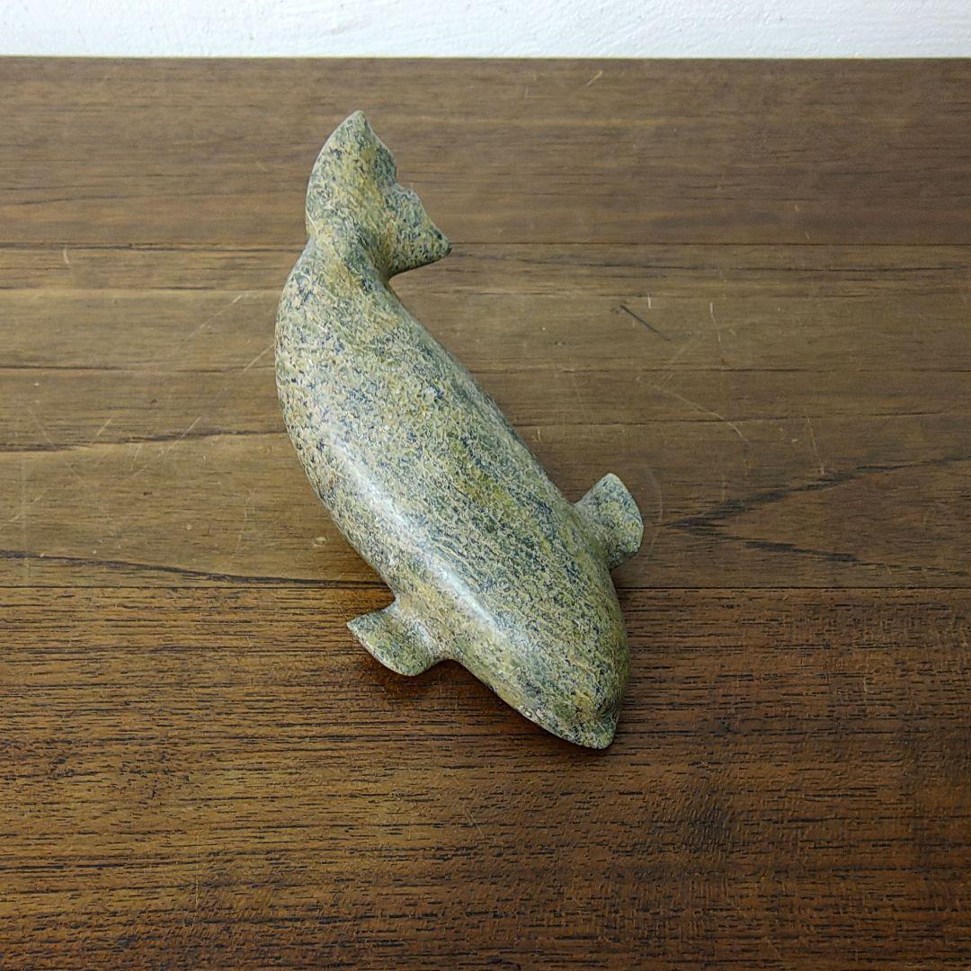 【Napatchie Noah】彫刻 イヌイットアート 石彫 ホエール オブジェ