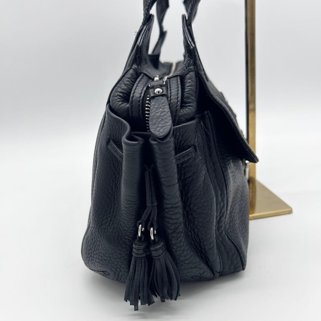 美品 コールハーン 黒 オールレザー 本革 トートバッグ 肩掛け 自立 タッセル