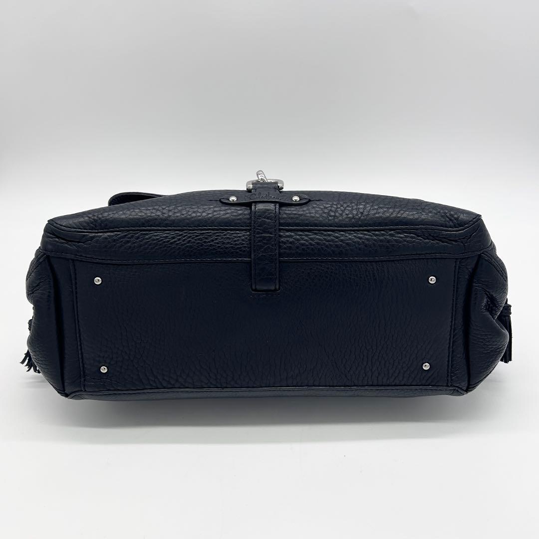 美品 コールハーン 黒 オールレザー 本革 トートバッグ 肩掛け 自立 タッセル