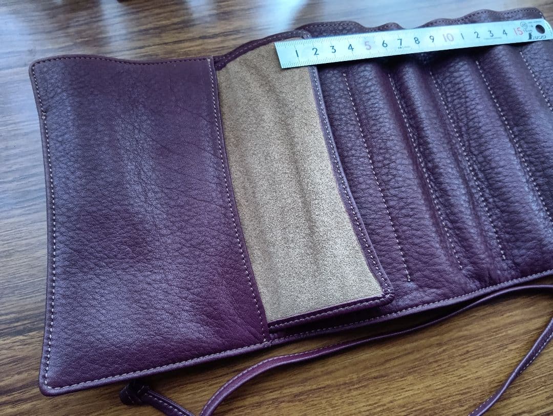 ナガサワ ロールペンケース キップレザー 7本差し ボルドー