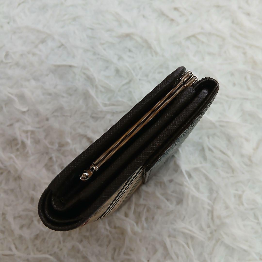 【BURBERRY】ノバチェック　レザー がま口　3つ折り財布