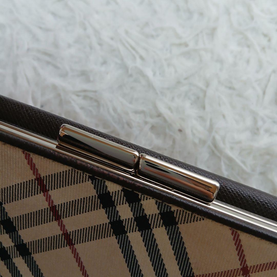 【BURBERRY】ノバチェック　レザー がま口　3つ折り財布